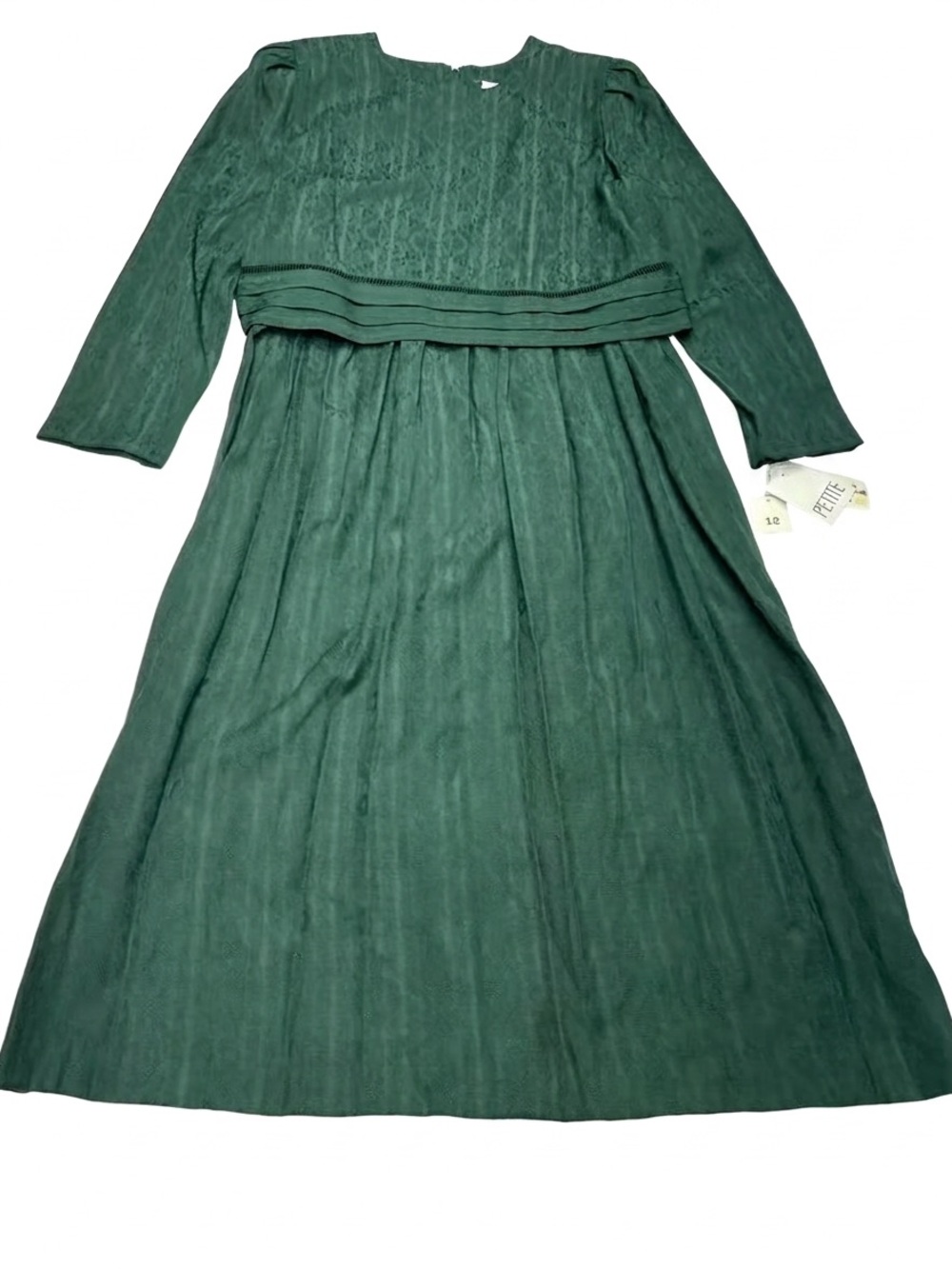 Vintage 80s 90s Halmode Petites Dress Size 12 Green NWT Deadstock Midi